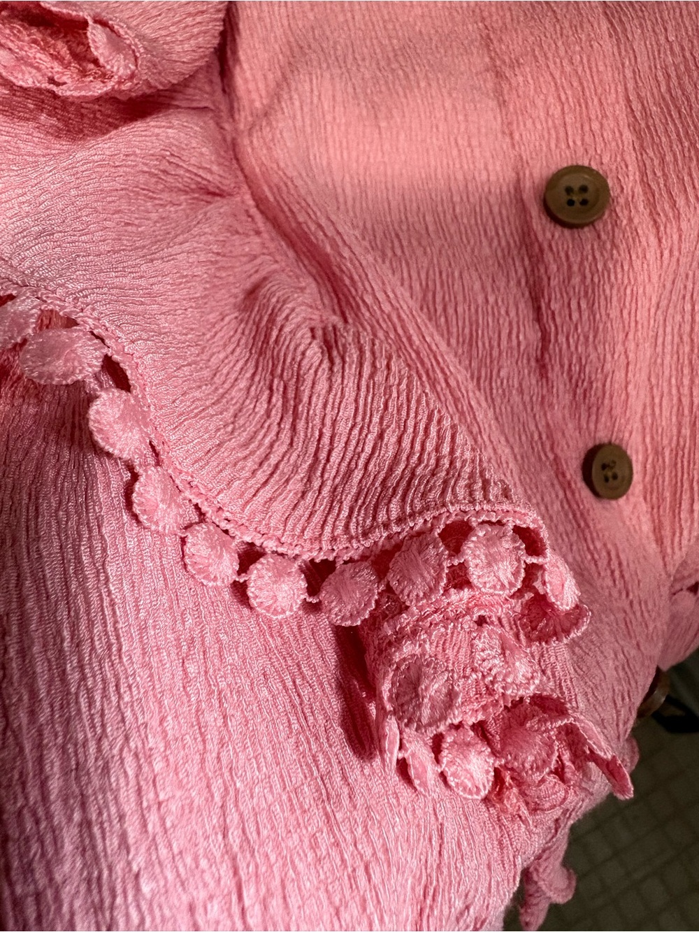 Tahari Pink Ruffle Romper with Button Front - Picture 4 of 4